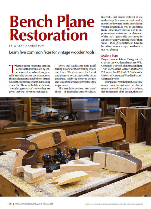 Bench Plane Restoration Article  Digital Download