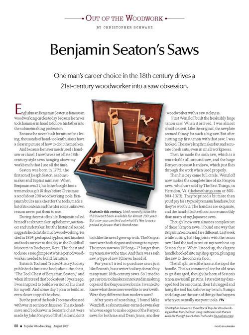 Out of the Woodwork: Benjamin Seaton's Saws Digital Download
