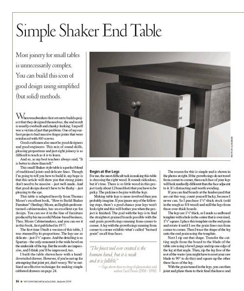 Simple Shaker End Table Project Download