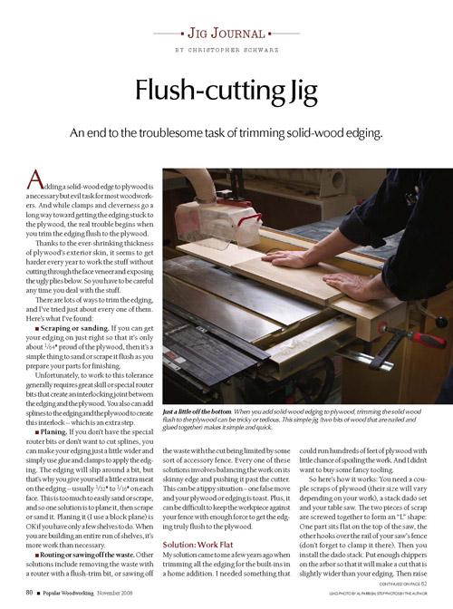 Jig Journal: Flush-cuttingTable Saw Jig - Digital Download