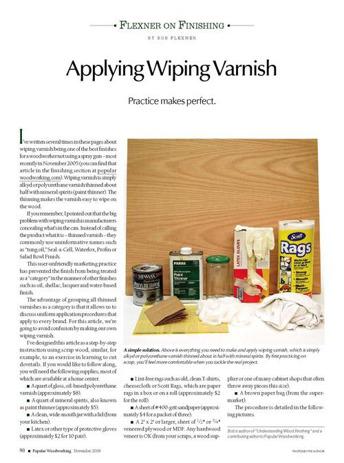 Apply Wiping Varnish - Digital Download