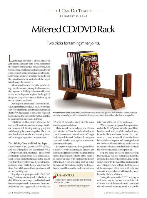 Mitered CD/DVD Rack Project Download