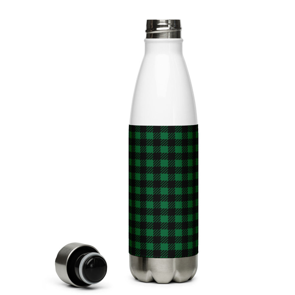 Stainless Steel Water Bottle - Green Plaid